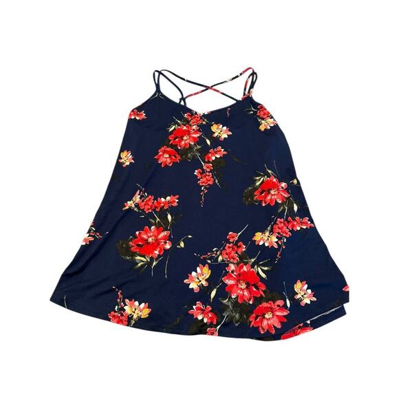 NWT Papermoon Women's Navy Floral Basima Back Detail Tank Top Size 1X - Picture 3 of 5